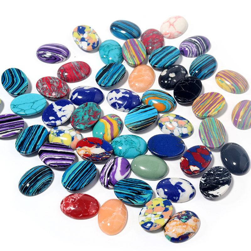 10pcs/Lot 13x18mm Oval Synthetic Turquoise Cabochon Loose Beads Flat Back Cameo Cabochon Spacers For Jewelri Making Wholesale