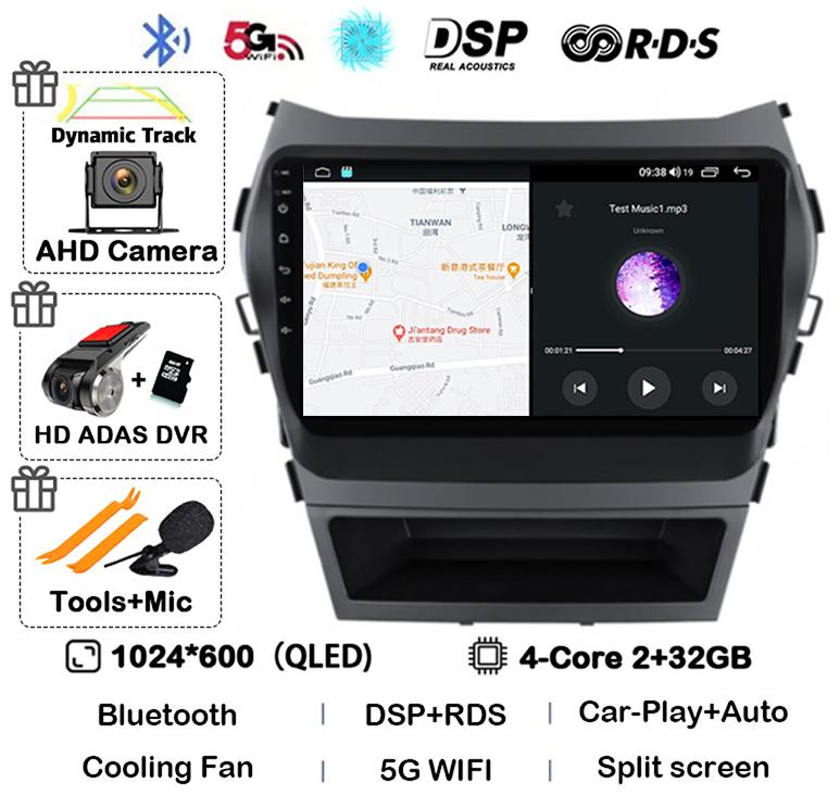 Android 14 Auto Carplay Car Radio For Hyundai Santa Fe 3 Ix45 2013 2014 2015 2016 2017 GPS Stereo Multimedia Player 360 Camera