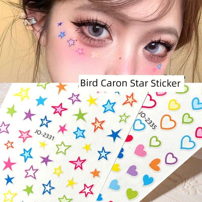 

Наклейки Макарон XINGX Цвет Пятиконечная звезда Лицо Пастеры Украшение Дофаминовые наклейки для нейл-арта Красочная Любовь Звезда XINGX Macaron stars + Heart stickers (2 photos)