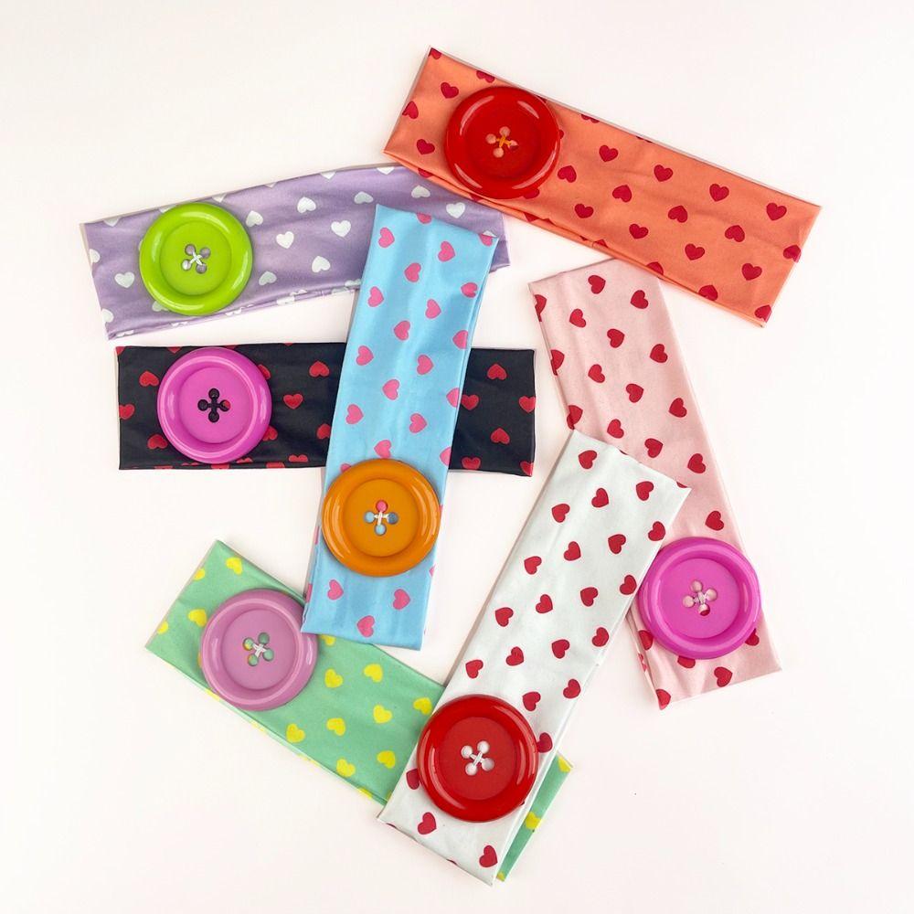 Colorful Button Hairband Large Button Retro Headband High Quality Elastic Hairband