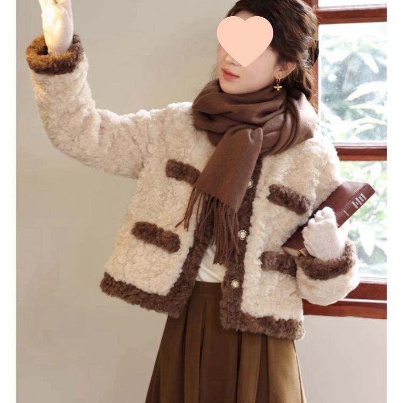 2025 French Style Color Block Women's Winter Jacket - Trendy and Warm