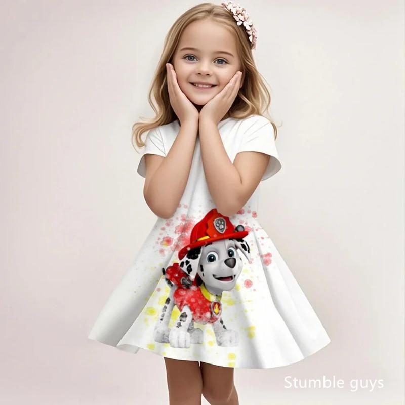 Summer Fashion Kids Dress Paw Patrol Cute Cartoon Print Casual Beach Sundress 110