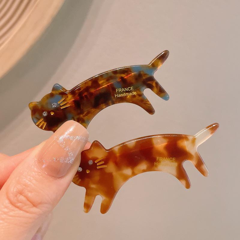 Spring Acetic Acid Cute Cat Hair Clip for Women - Stylish Side Clip & Flyaway Accessory