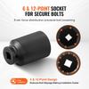 Axle Nut Impact Socket Set 1/2" Drive Deep 6+12-Point 14PCS Metric Socket