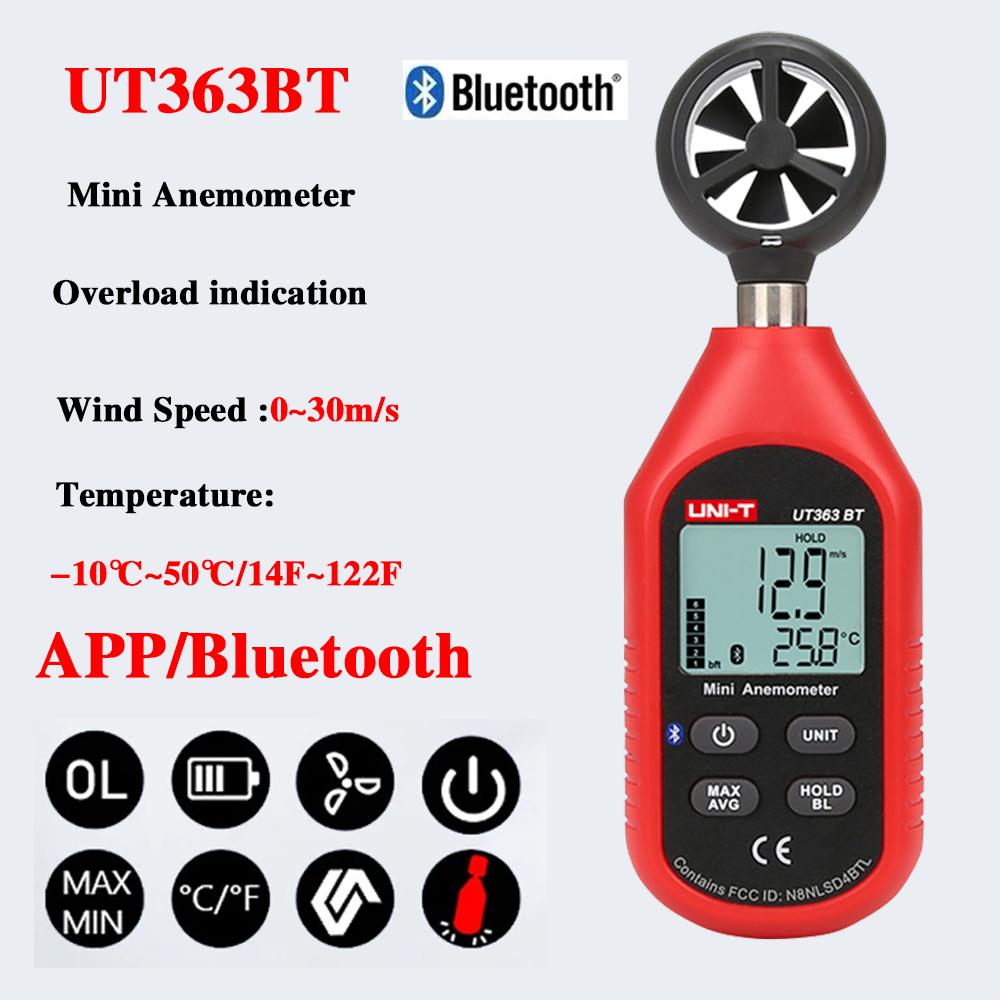 Anemometro UNI-T UT363/BT Luxmetro UNI-T UT383/BT Fonometro UNI-T UT353/BT Termoigrometro UNI-T UT333/BT