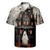 Men's Casual Short Sleeve Button Down Shirt Halloween Themed Printed Top Lightweight Breathable Fabric Relaxed Fit
