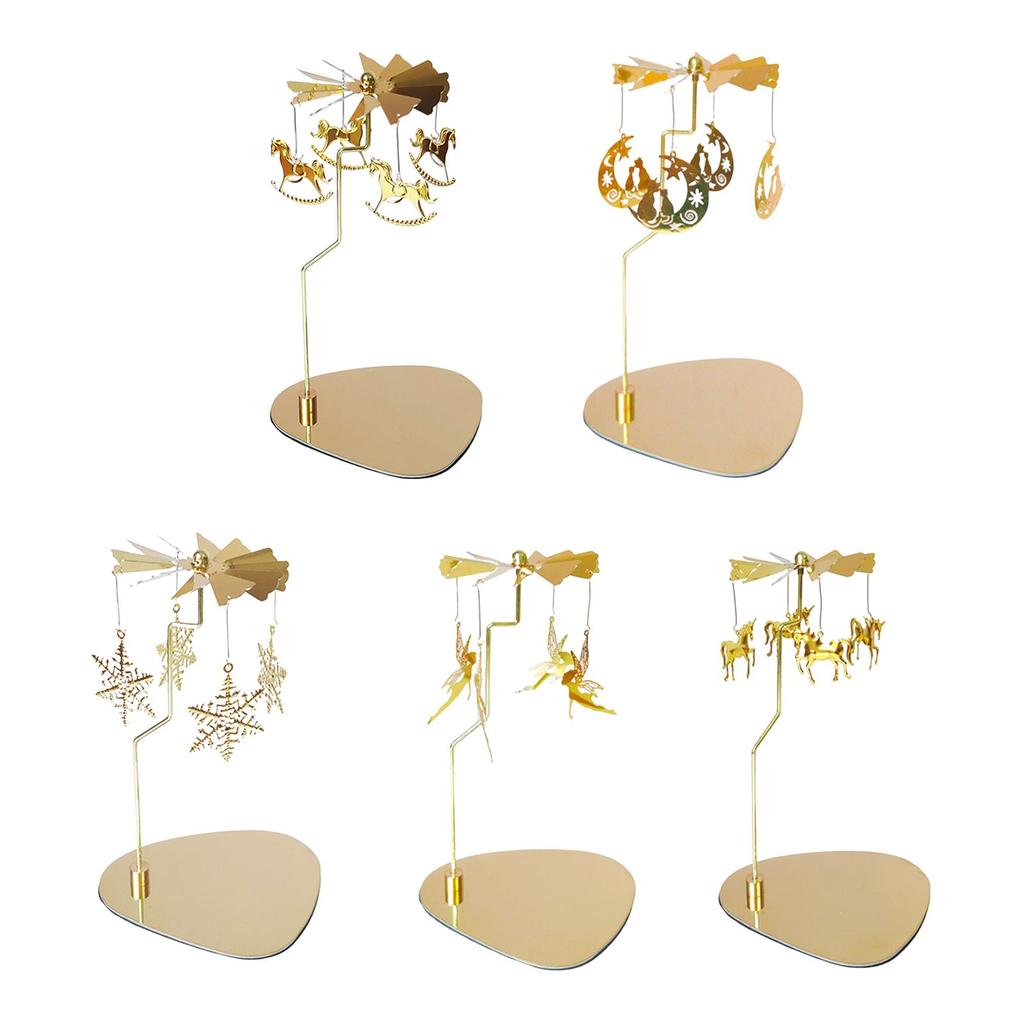 Hot Sale Metal Rotating Candle Holder Christmas Carousel Tea Light Candlestick Stand Tray for Home Wedding Party Table Decors