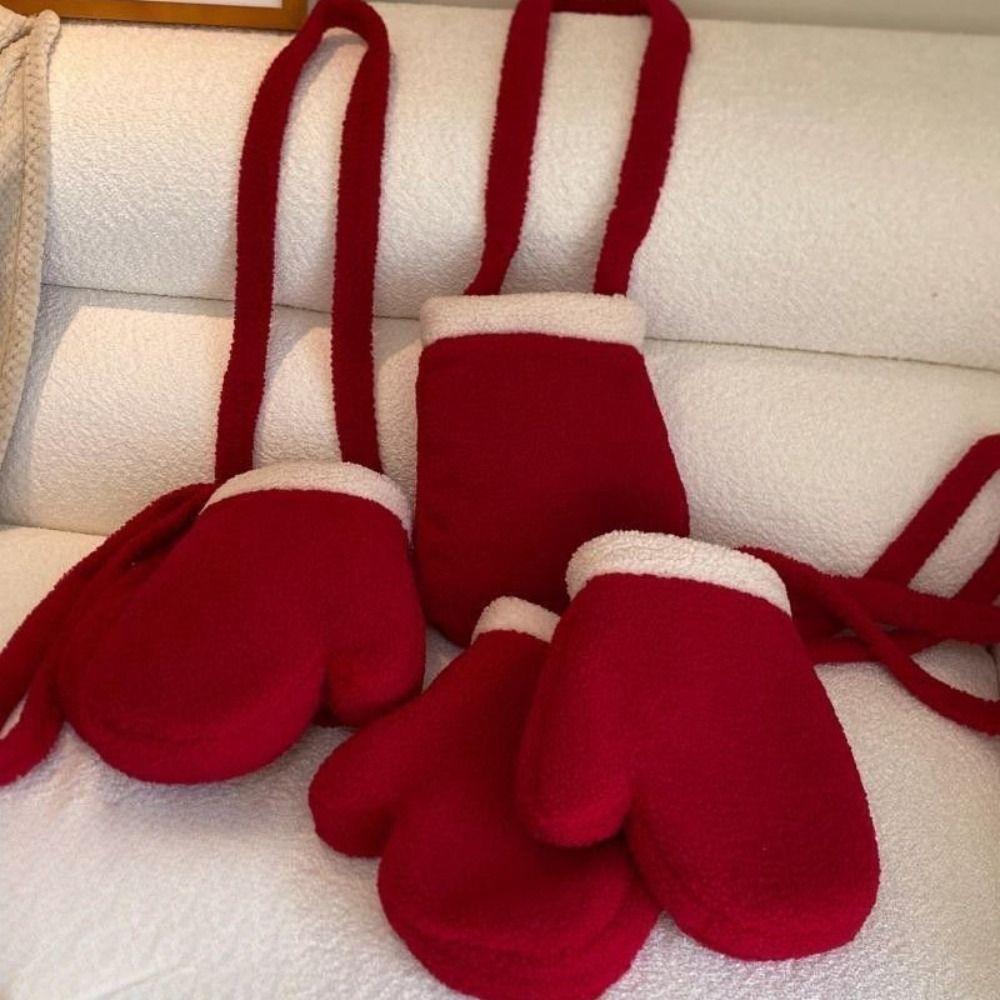 Neujahr Rot Plüschtasche Unregelmäßiger Handschuh Umhängetasche Mode Weihnachten Schultertasche Neujahr