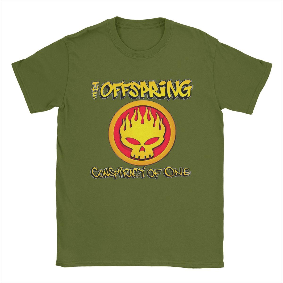Comfortable season Heren T-shirts The Offspring Nieuwigheid Puur Katoen T-shirt Korte Mouw T-shirts Ronde Hals Kleding Bedrukking L legergroene kleur