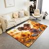 Japanese Samurai Cat Print Area Rug, Red Sun & Ancient City Design Non-Slip Floor Mat for Living Room Bedroom Home Decor Carpet
