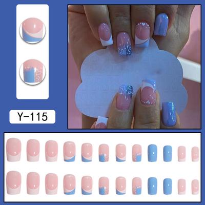 Simple Style Nail Art Piece Wearable Nail French Nail Art Piece Removable Glitter Fake Nail Patch