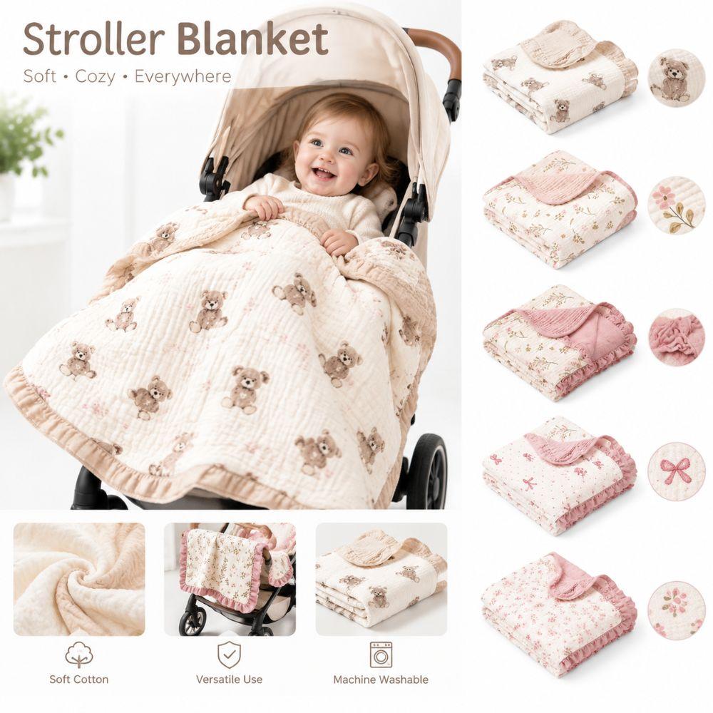 4 Layer Stroller Blanket Cotton Swaddle Wrap High Quality Baby Swaddle Blanket Nursery