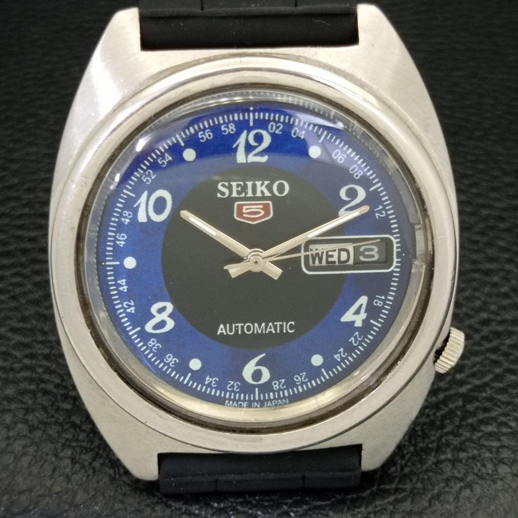 USED VINTAGE SEIKO 5 AUTOMATIC 6106C JAPAN MENS BLACK COLOR DIAL WATCH A433614-2 R118-a433614