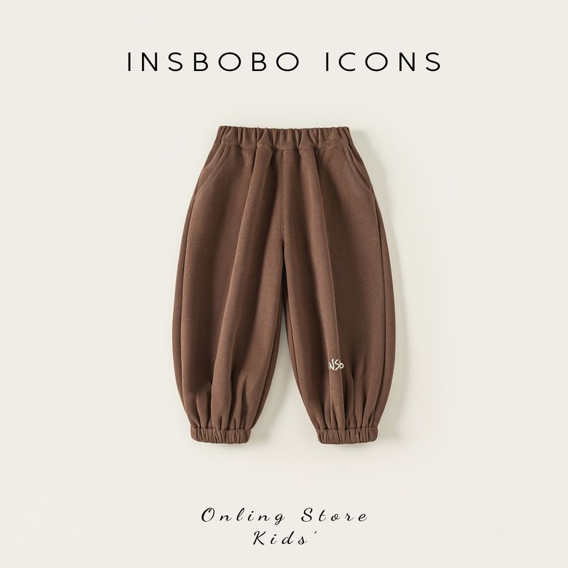 Insbobo Boys  Pants 2025 Autumn New Boys  Ankle-Tied Pants Children s Casual Sweatpants Baby Spring and Autumn Clothing Curry color 100