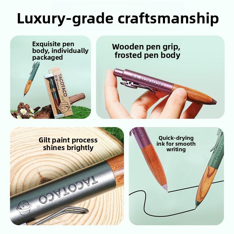 Pen Exploration Series Small Fat Pen Niche Handbook Pen Black Wooden Quick-Drying Neutral Pen
