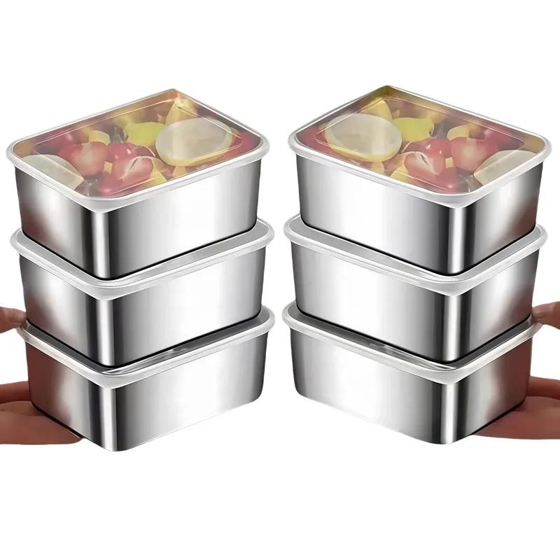 

Набор контейнеров для хранения продуктов из нержавеющей стали, герметичная крышка с откидным верхом, штабелируемые, для кемпинга, офиса, школы, кухни, для экономии места 1pcs