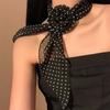 Fashion Detachable Chiffon Long Scarf Polka Dots Versatile Thin Rose Decor Neck Scarf Elegant Scarf Shawl Women Girls Gifts