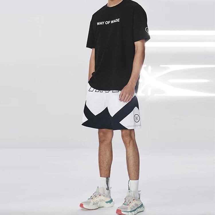 Li-Ning SS22 Wade Series Color Block Letter Print Straight Leg Casual Shorts Men Shorts White AAPS041-6