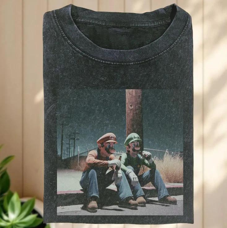 Mario Drinking Shirt, Funny Meme T-Shirt, Tee for Gamer 4XL
