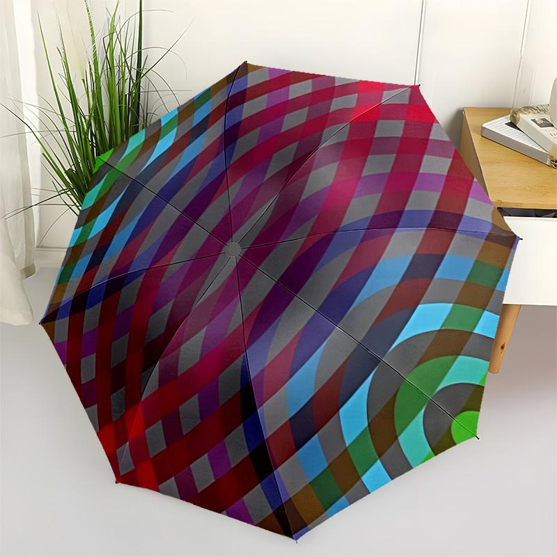 

1pc Optical Illusion Automatic Folding Umbrella & Self-Folding Canopy - Heavy-Duty 8-Rib Iron Frameyy251231022