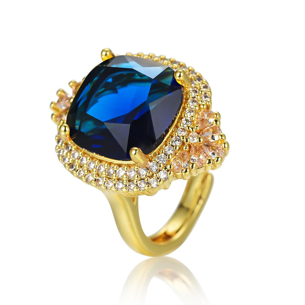 TikTok new high carbon diamond colored treasure ring European and American style luxury slightly inlaid with diamond yellow diamond ring