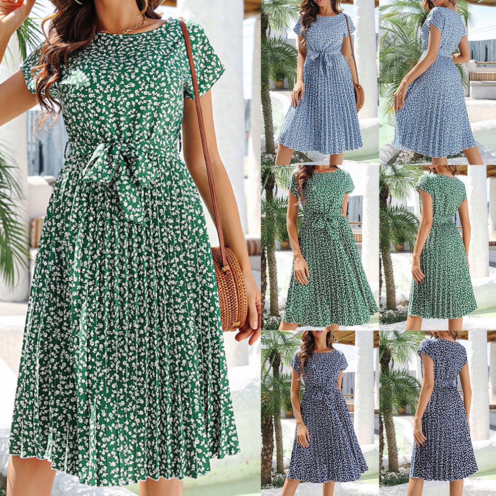 

Женское платье миди в стиле бохо с цветочным принтом, женское летнее праздничное пляжное повседневное распашное платье