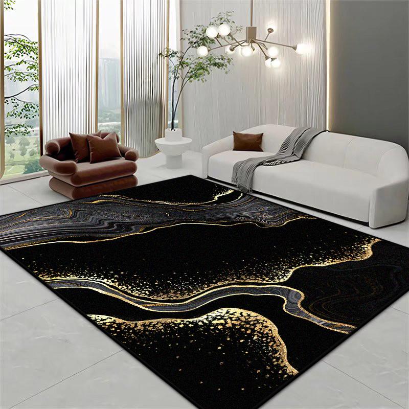 Light Luxury Marble Style Large Living Room Rugs Room Decoration Aesthetic Bedside Plush Carpet Cloakroom Bathroom Soft Door Mat