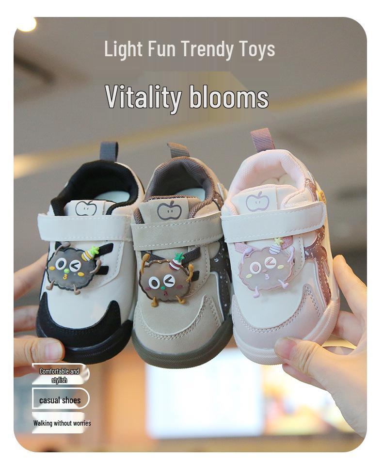 Baby Non-Slip Soft Sole Shoes - Spring/Autumn, Anti-Kick, Magic Tape, Cartoon Design for Boys and Girls