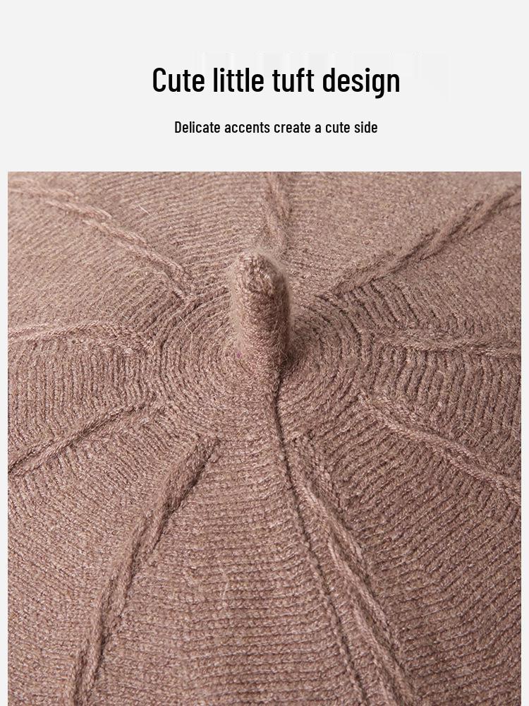 Women's Cashmere Knitted Beret - Autumn/Winter Korean Style, Flattering Fit, Japanese Wool Painter Hat.