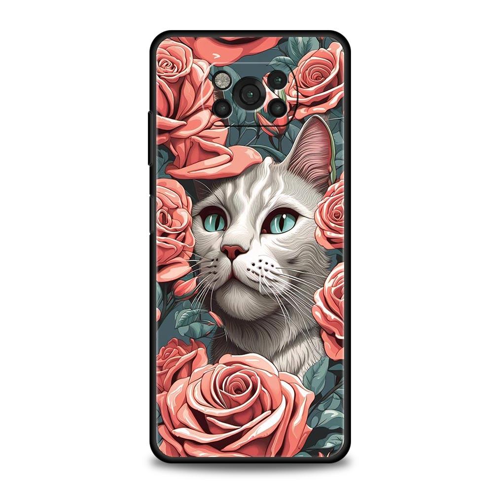 Cute Detection cat Phone Case For For Xiaomi Poco X6 X5 Pro X4 X3 NFC F5 Pro F4 F3 GT M5 M4 Pro 5G M3 C51 C50 C55 Soft Cover