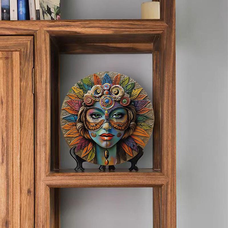 1Pc Thickened 7.8 Inch Round Aluminum Sheet Decorative Painting Ornaments for Holiday Outdoor Yard Garden Home Decoration