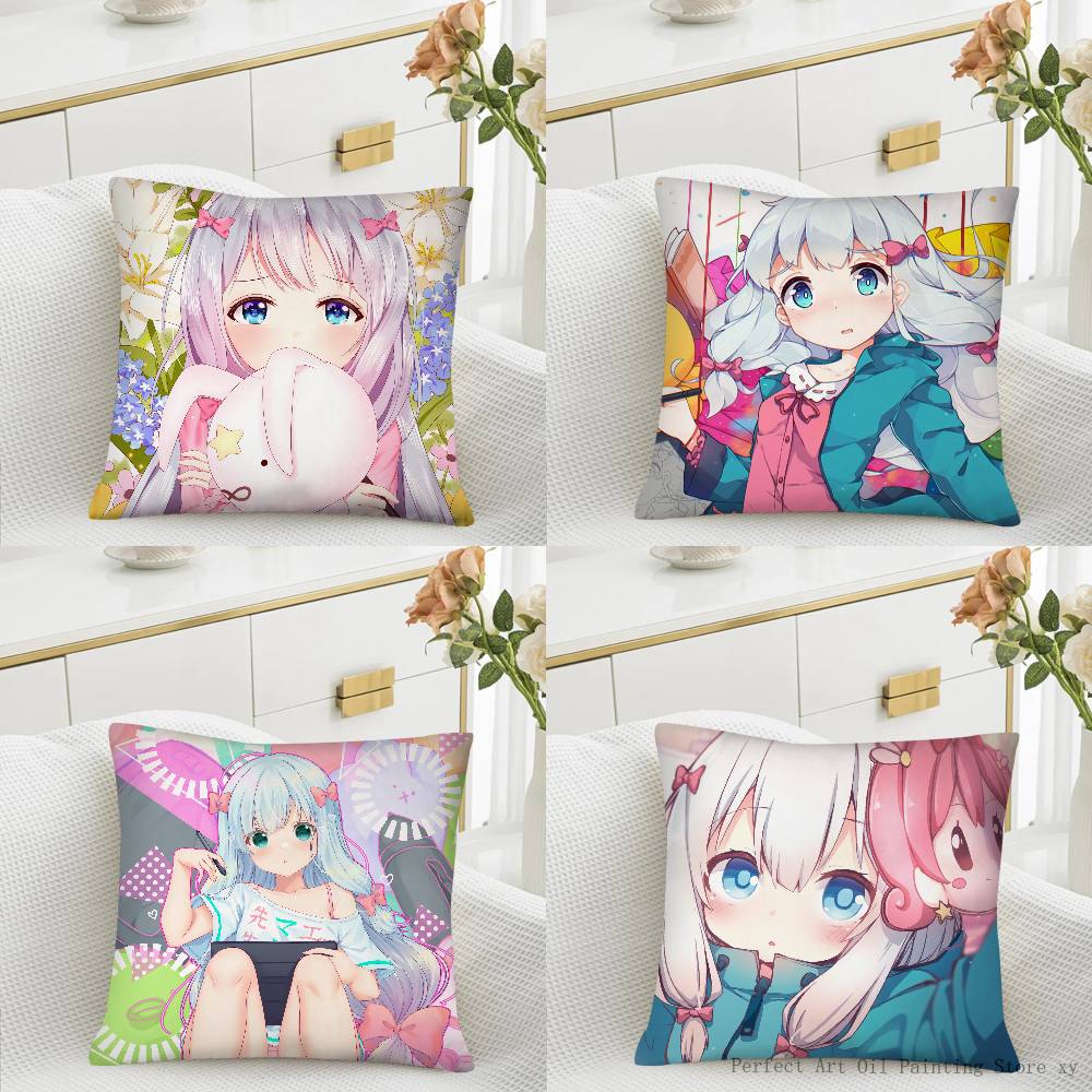 Anime Girl Izumi Sagiri Pillow Case Fashion Square Pillowcase Bedroom Sofa Room Ins Decoration Leisure Cushion Cover