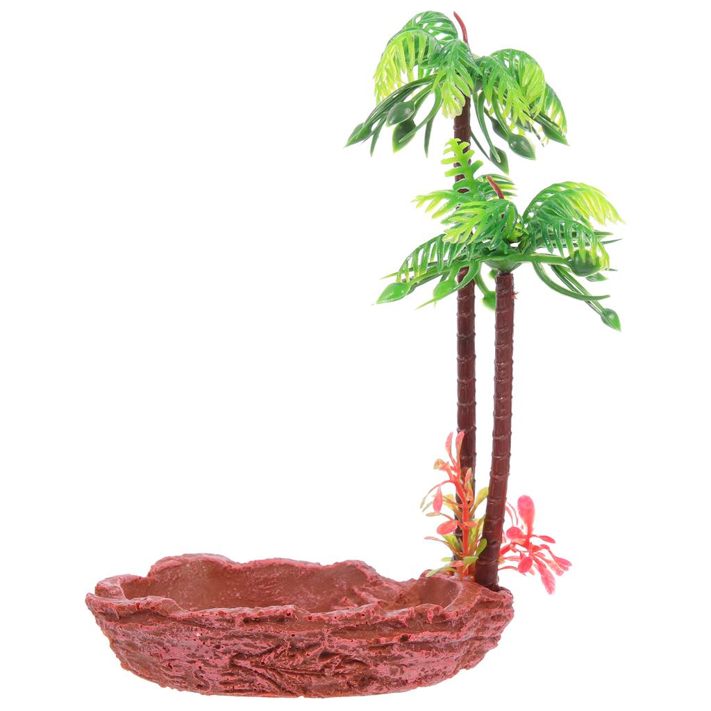 Water Basin Feeder Bearded Dragon Food Bowl Reptile Feeding Holder Terrarium Resin