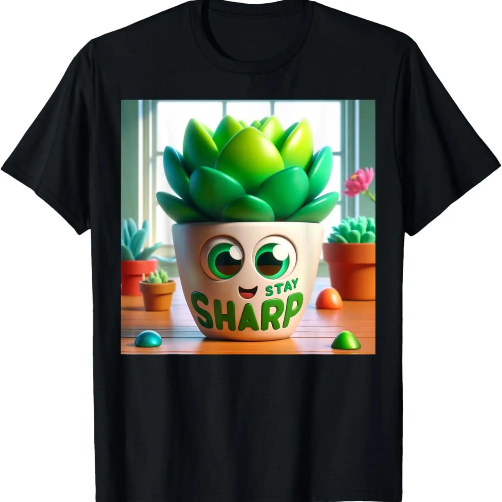 

Stay Sharp Cute Succulent Plant Motivational Quote Gift T-Shirt XXXXXL
