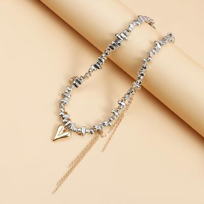Women Personality 1PC Fashion Necklace Beaded Creative Clavicle Chain Heart-shaped Daily Wear Tassel Pendant Irregular  Handmade