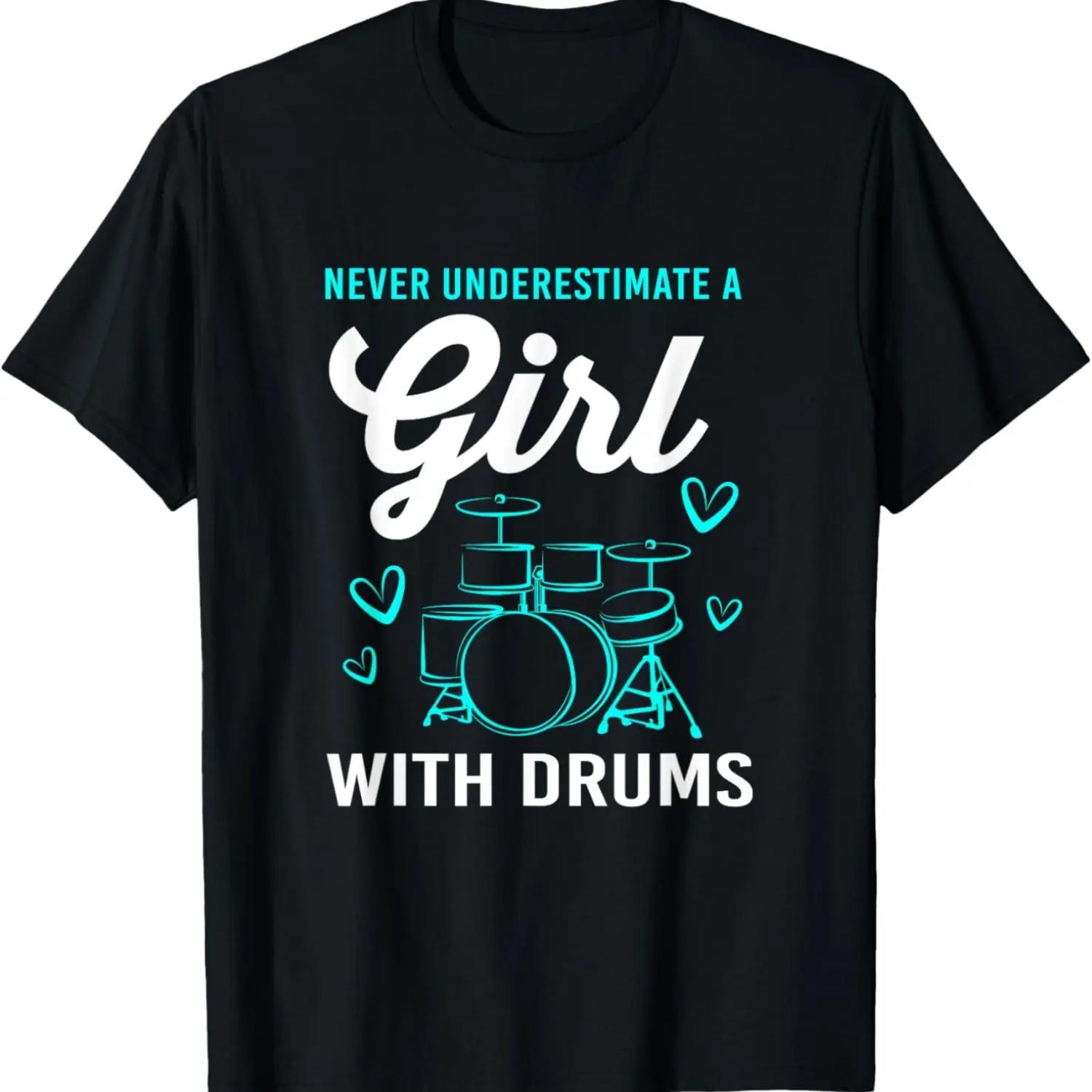 

Funny Drummer Never Underestimate A Girl With Drums T-Shirt XXXXXL чорний