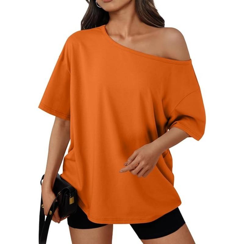 Women's Off-the-shoulder Loose Short-sleeved T-shirt Summer Casual Fashion Clothing