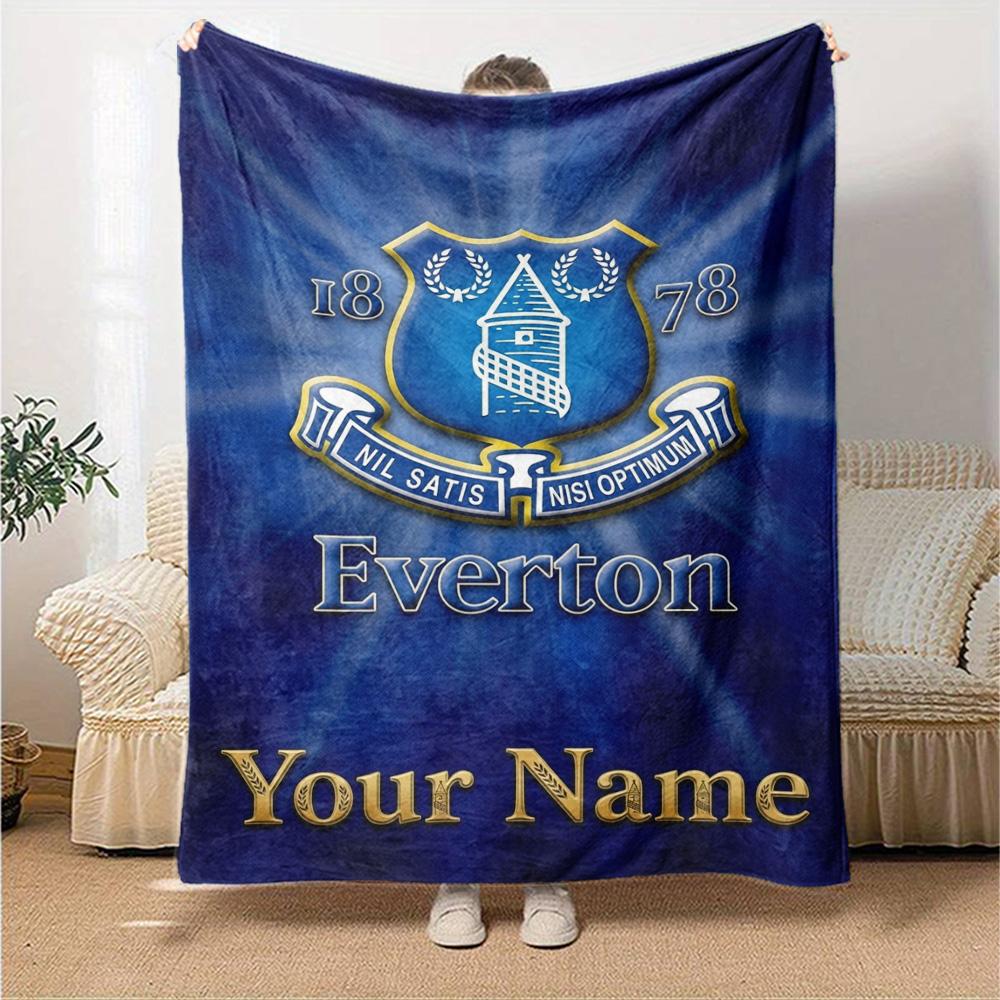Name Custom Everton FC Print Flannel Blanket High Quality Warm Comfortable Cover for All Seasons Perfect for Gifts Home Decor