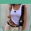 Ribbed Basic Color Solid Knitted Tank Top Women Summer Vintage Sleeveless Camis 90s Cool Girls Streetwear Green Soft Tees