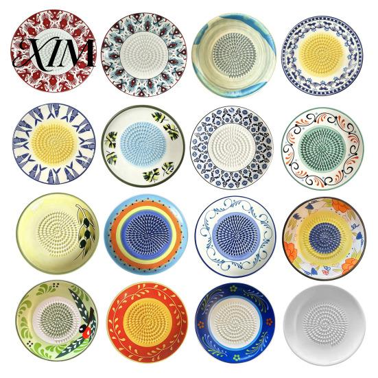 Ginger Grinder Tool Ceramic Garlic Grater Plate, Manual Masher for Kitchen, Non Slip Grinding Dish Quick Puree Maker Chili And Nuts, Kitchen