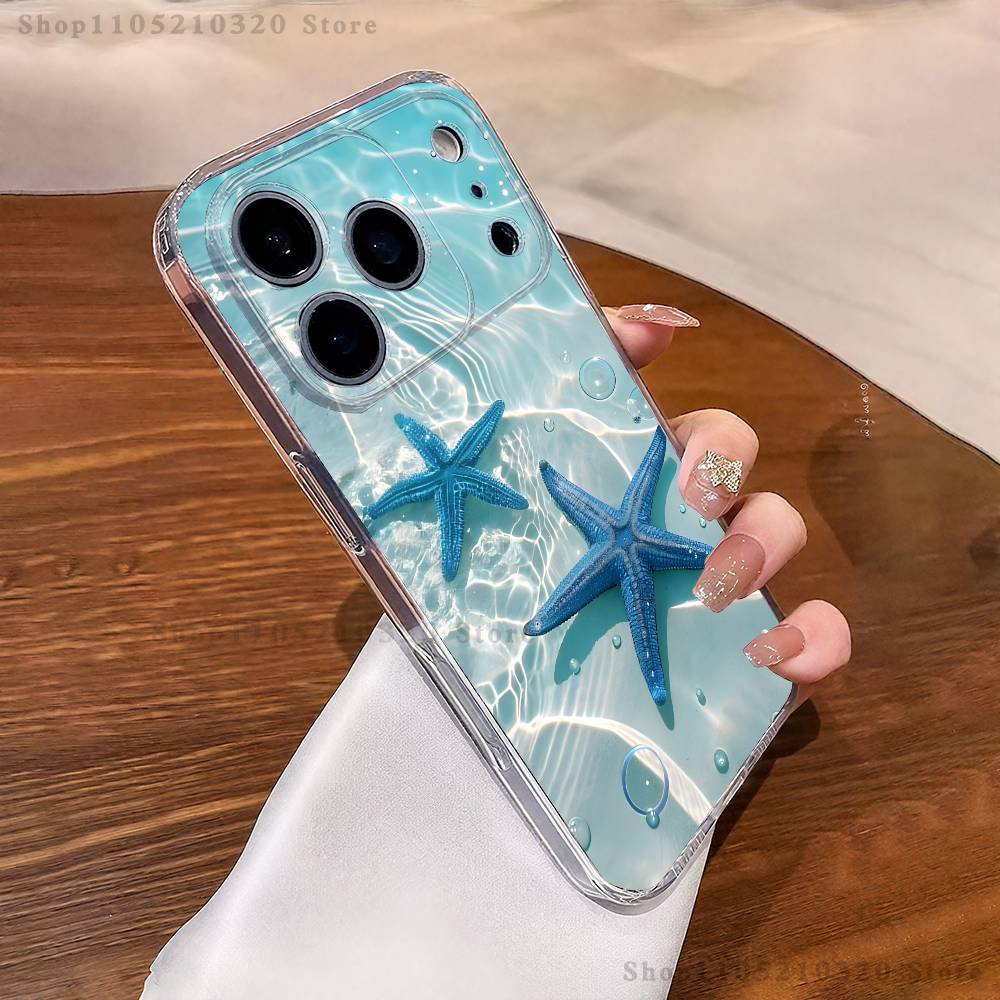 starfish shells Phone Case For iPhone 17,16,11,15,13,14,12,Air,Mini,Plus,Pro,Max,Plus,E Clear Soft Shell