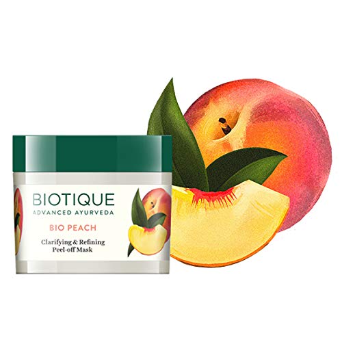 Biotique Bio Maseczka Peel Off z Brzoskwinią do Skóry Tłustej i Trądzikowej – Oczyszczająca i Wygładzająca – 50 ml Cruelty-Free