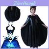 Fascinante Fantasia de Halloween de Malévola Feiticeira Rainha Má para Meninas com Chapéu de Chifres