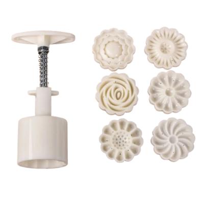 Creative Moon Cake Mold 3D Flower Shaped Cookie Stamp Mold Embossed Reusable Mid-Autumn Festival Supplise Mung Bean
