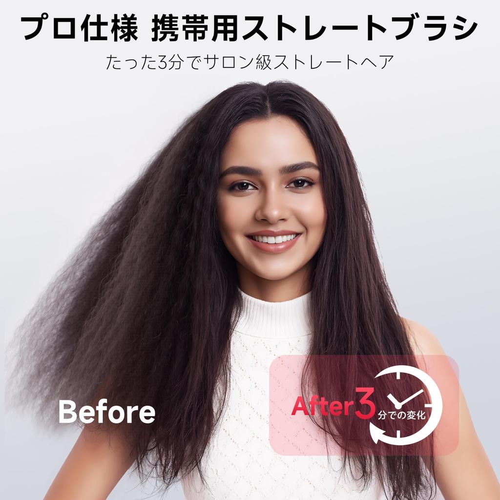 Wireless Straightening Brush and Iron Comb for Keratin Wireless Dual Motors and 200 Million Negative Compact and Perfect for Travel Women, 30-second