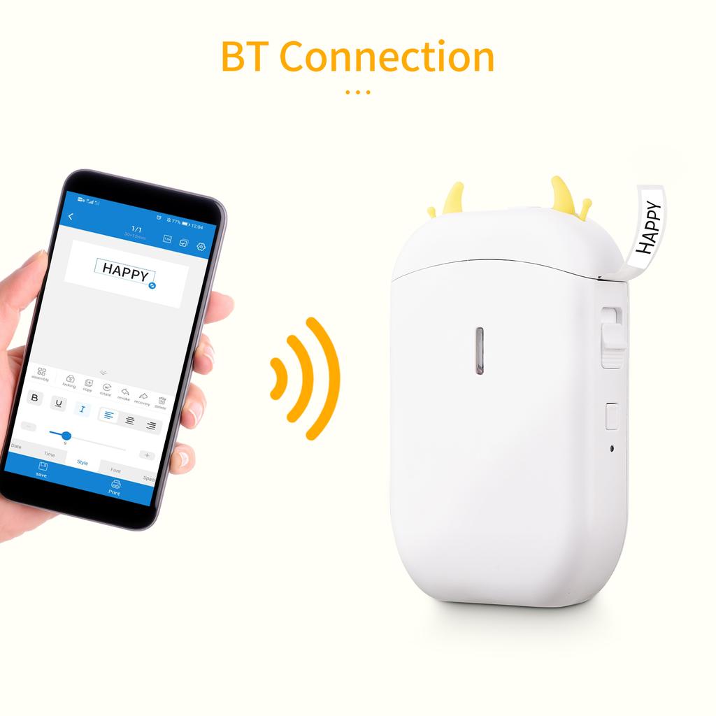 Label Maker Machine Mini Pocket Thermal Label Printer All In One BT Connect 203DPI Prince Tag DIY Date Journal Study