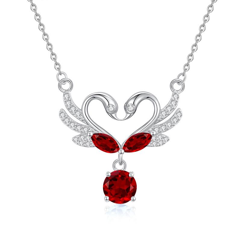 

S925 Sterling Silver Swan Necklace Premium Natural Treasure Explosive Pendant Niche Elegant Crystal Stone Design Clavicle Chain 925 silver
