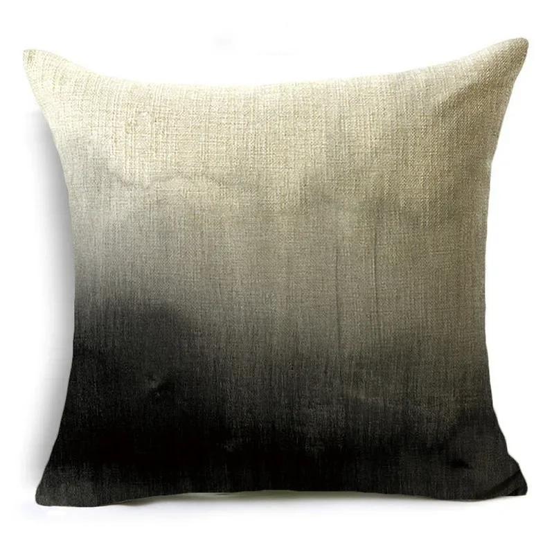 Black And White Collection Geometric Prints Linen Pillowcase Square Bedroom Car Decor Cushion Cover 40Cm/45Cm And 50Cm