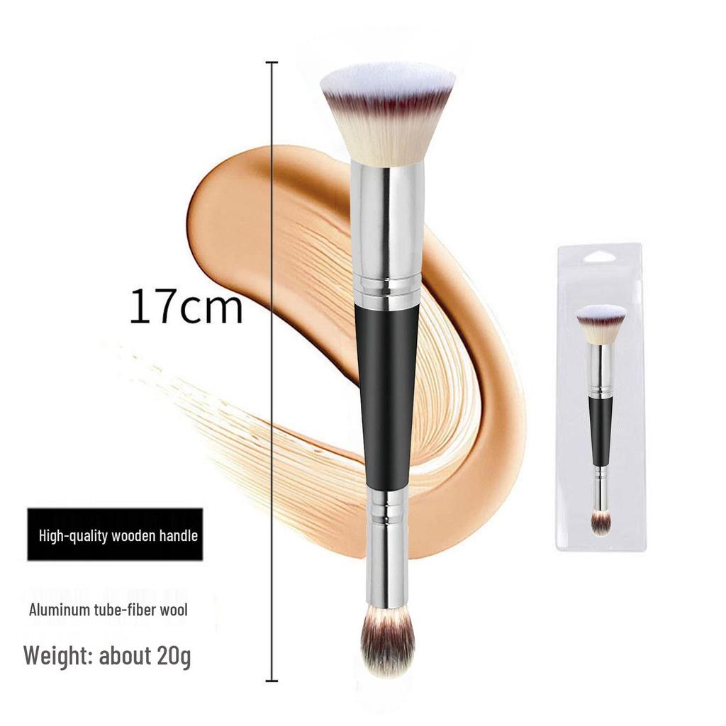 Dual-Ended Foundation and Concealer Brush - Multi-use Blush, Contour, and Nose Shadow Makeup Tool