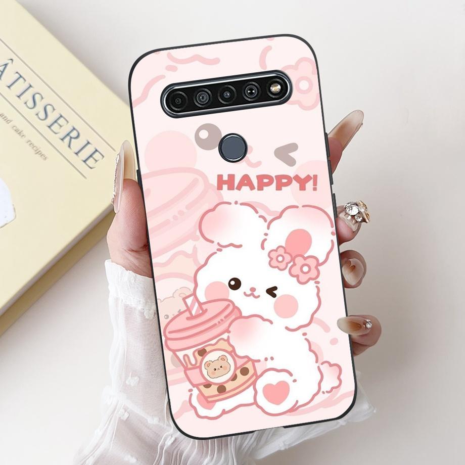 For LG K41s K51s K52 Q52 K61 Q61 K62 K22 2020 Phone Case Back Cover Soft Matte Silicone Slim Fundas Lovely Panda Rabbit Flower